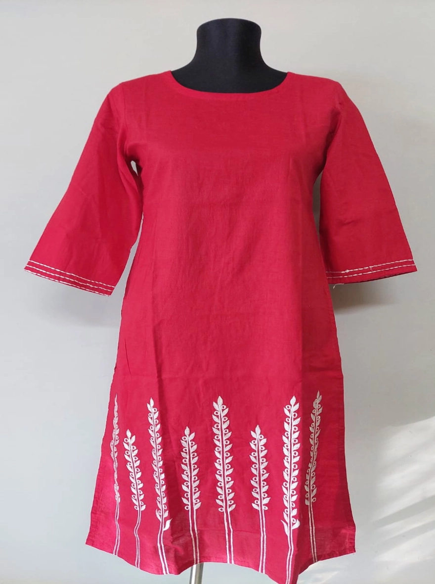 Fuchsia Ikat Yoke Kurti