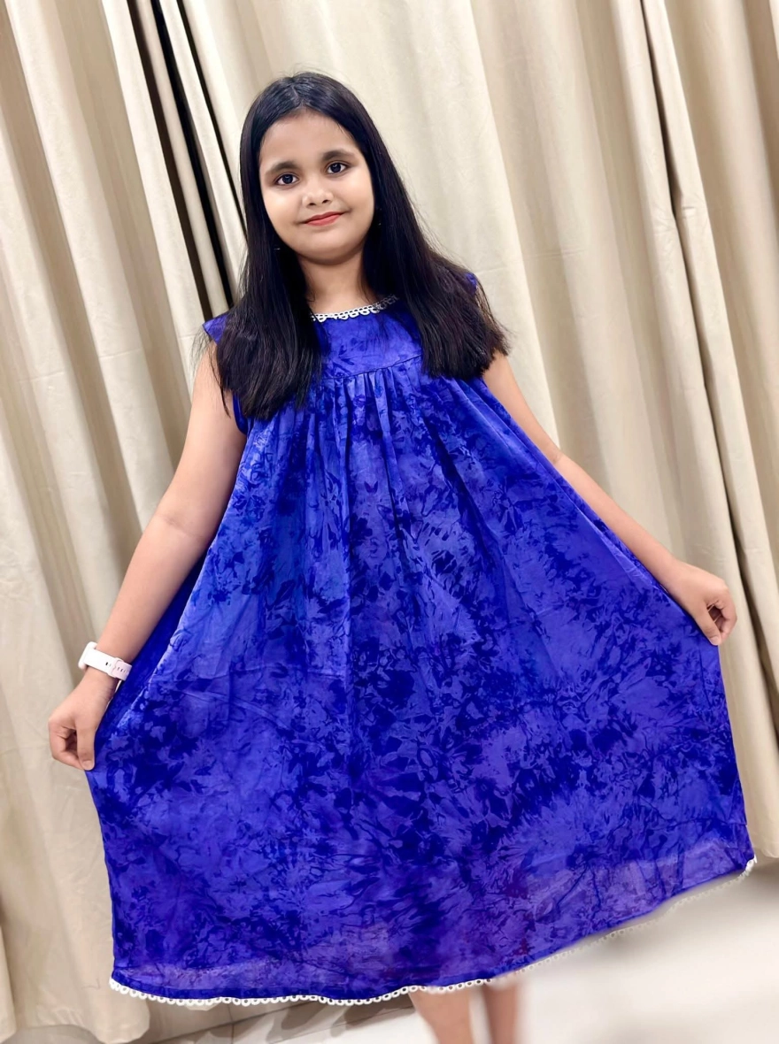 Multi-Color Tie-Dye Sleeveless Kids' Frock