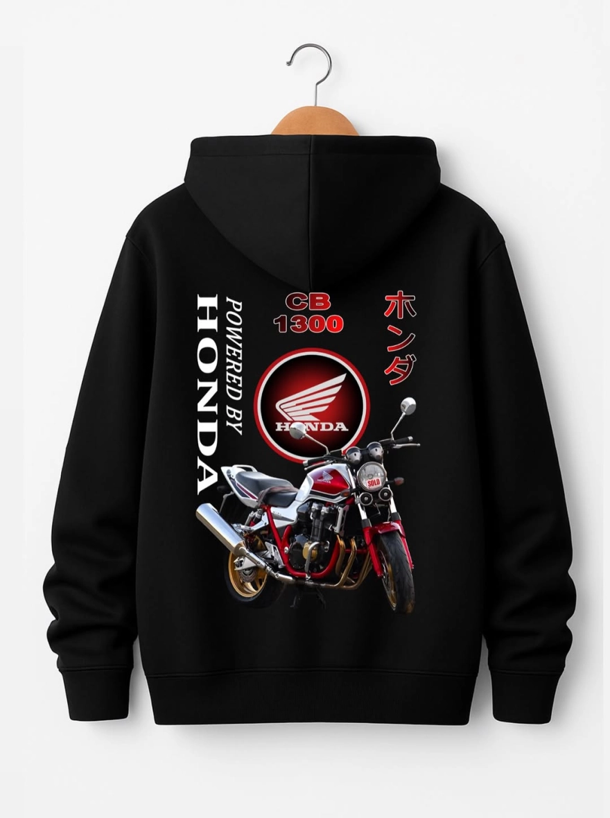 Honda Graphic Printed Soft Unisex Black Hoodie