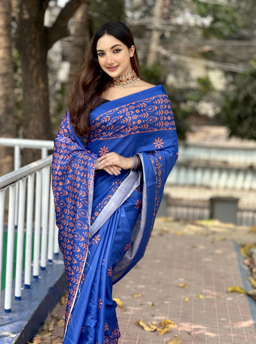 Neel Aparajita Digital Print – Premium Soft Silk Sharee