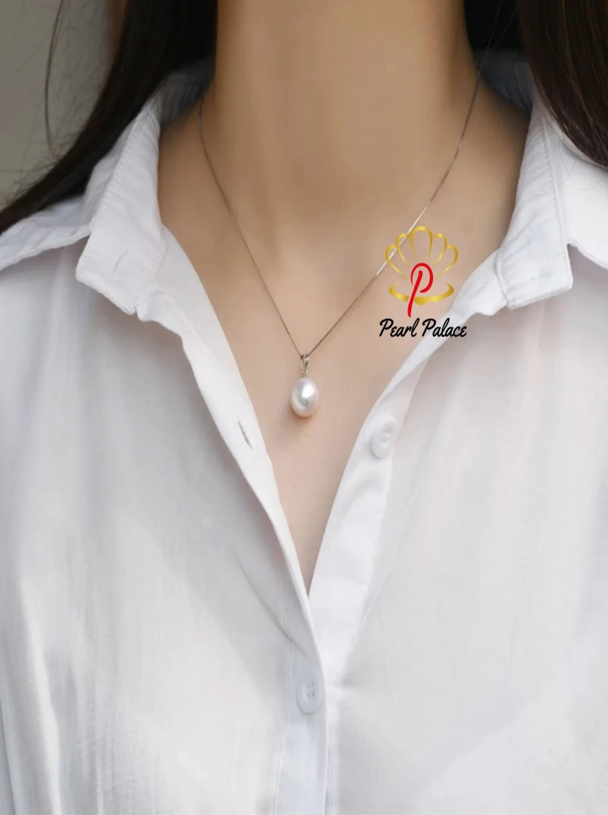 10-11mm Round Freshwater Edison Pearls Pendant Necklaces S925 Sterling Silver Chain Necklaces