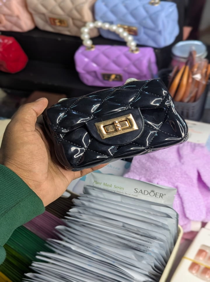 Luxe Pearl-Handle Quilted Mini Jelly Bag