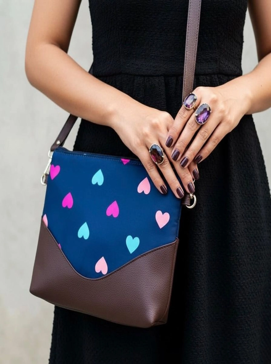 Midnight Hearts Waterproof Crossbody Bag