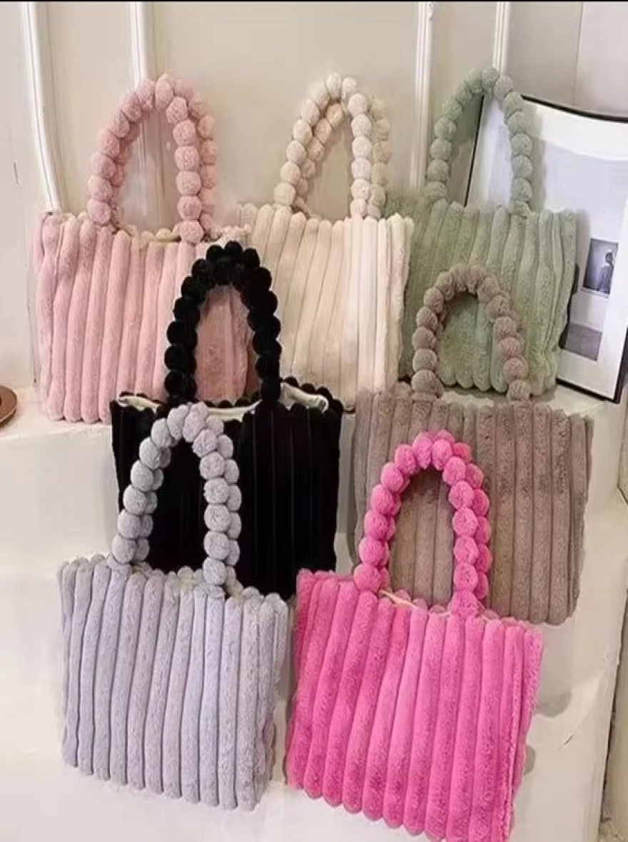 Fashionable soft Fluffy plush shoulder bag for ladies