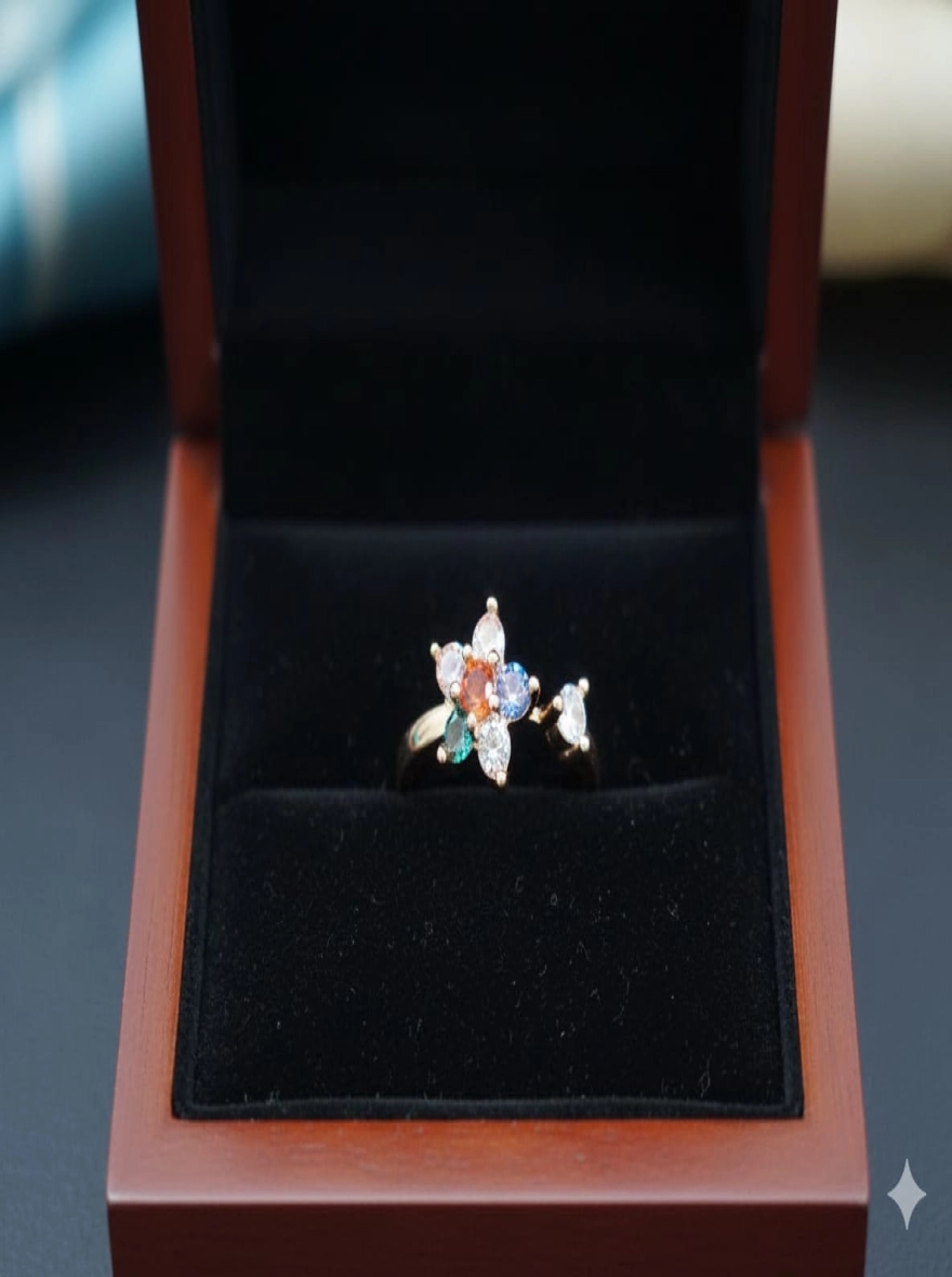 Radiant Bloom Multicolour Gemstone Ring