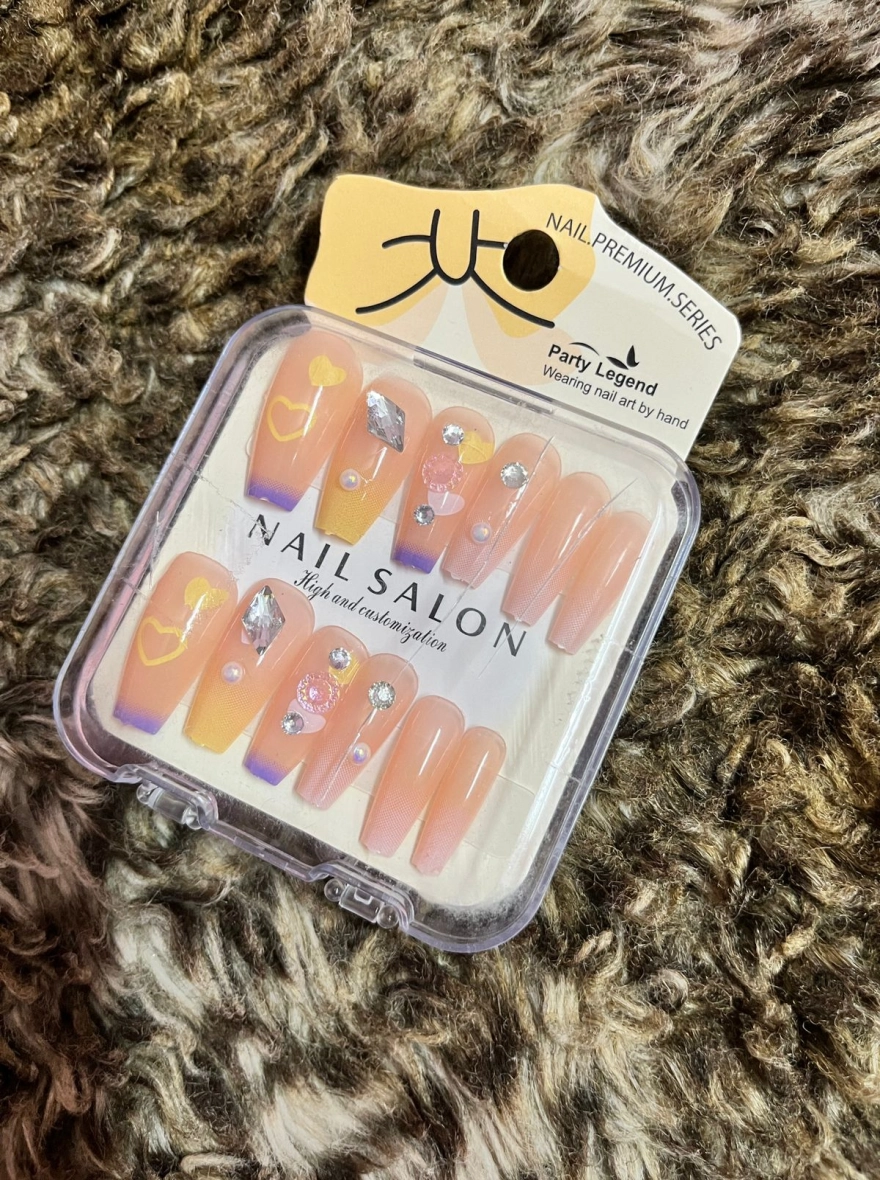 Peach & Purple Ombre Press-On Nails Combo Set - Thailand (2 Pcs)