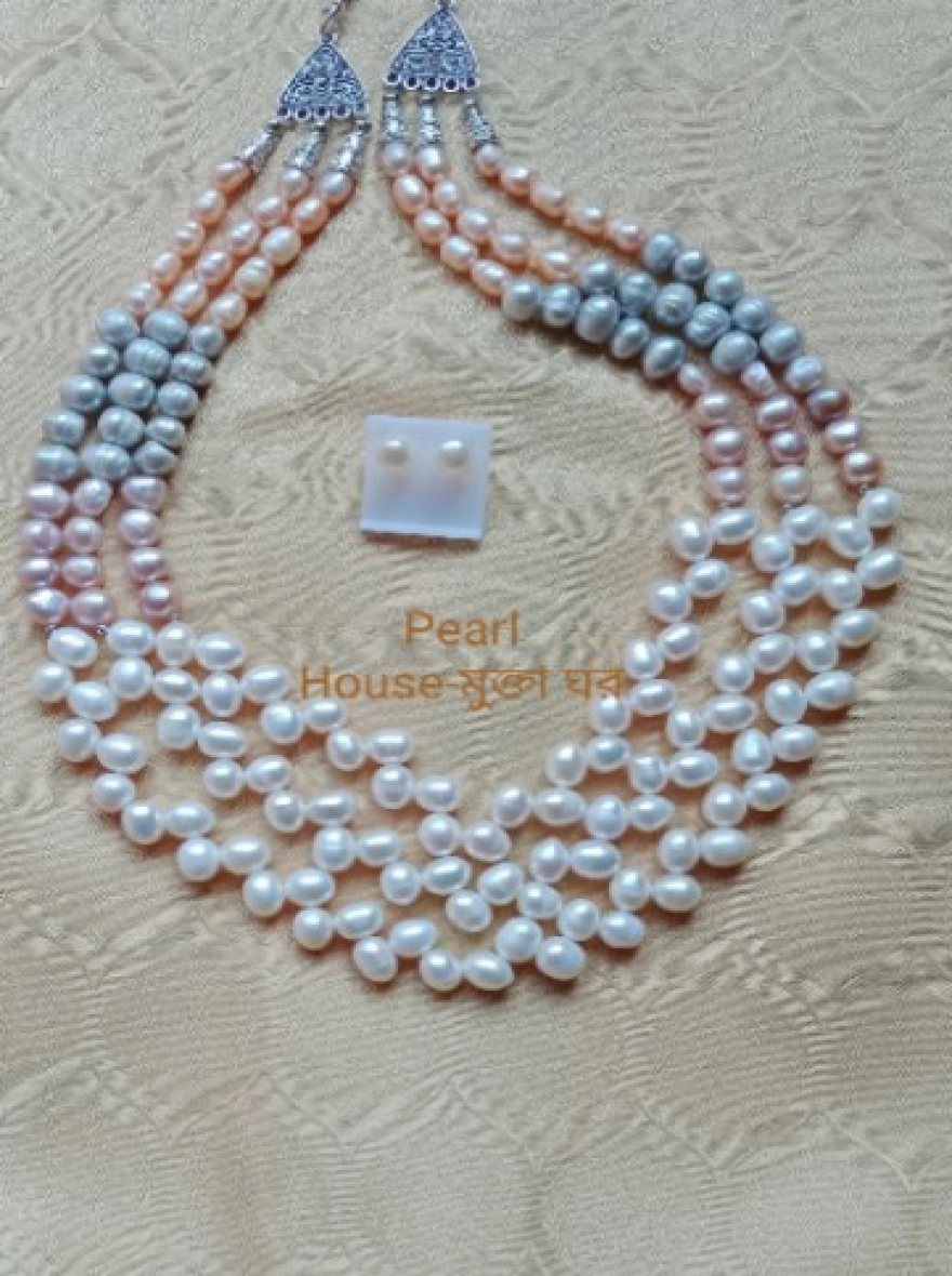 Premium quality pearl 3 layer necklace for women