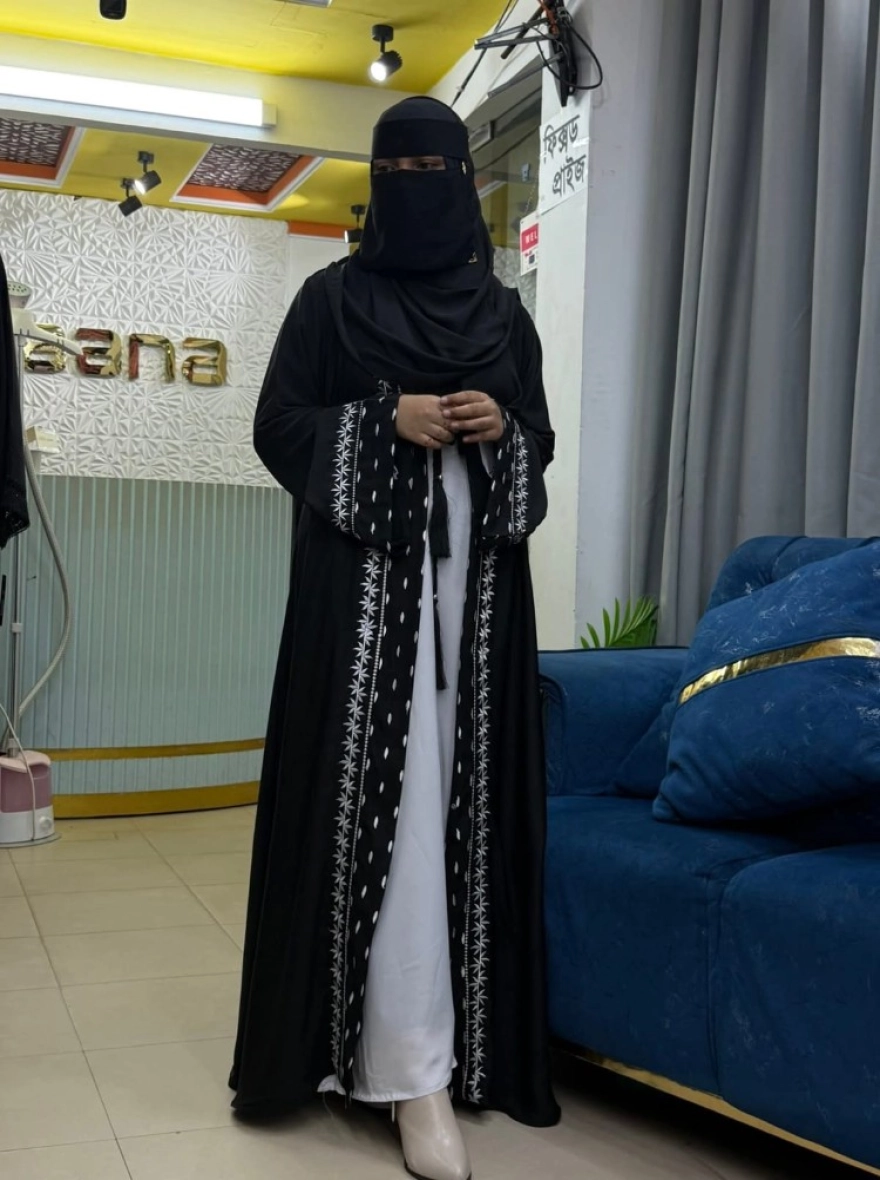 Star-Dust Embroidered Midnight Open Abaya