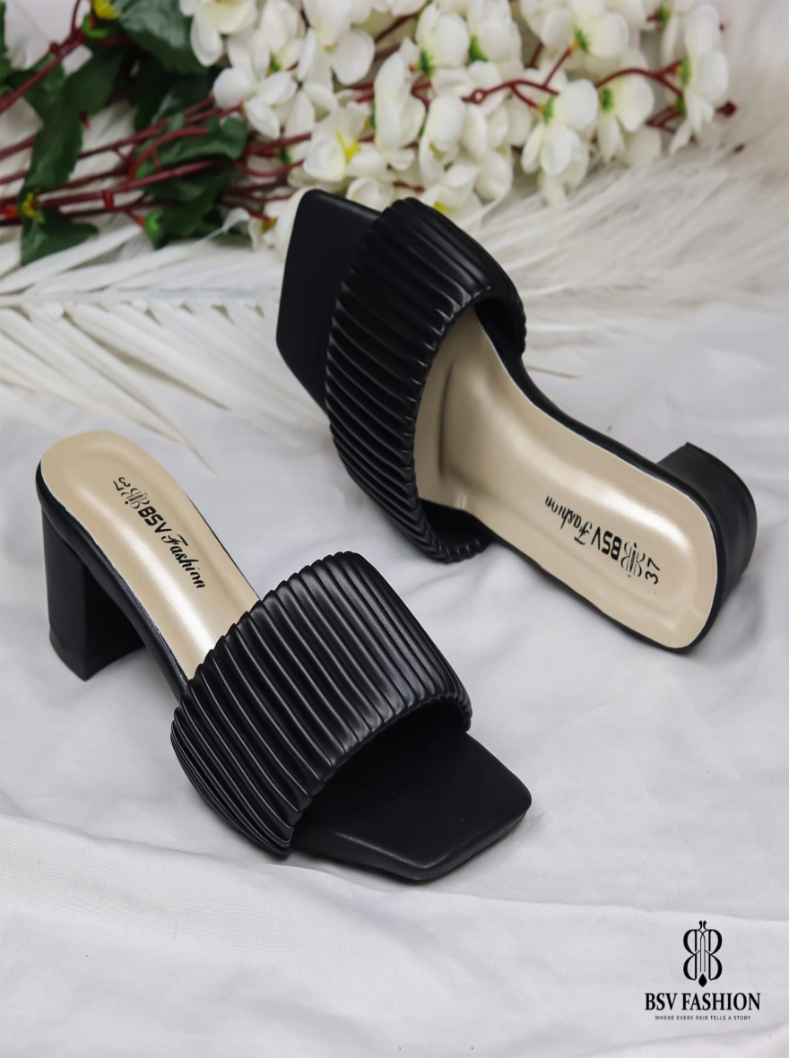 Unique Pleated 2-Inch Box Heel Sandals