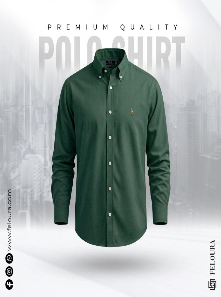 RL Premium Bottol Green Solid Shirt