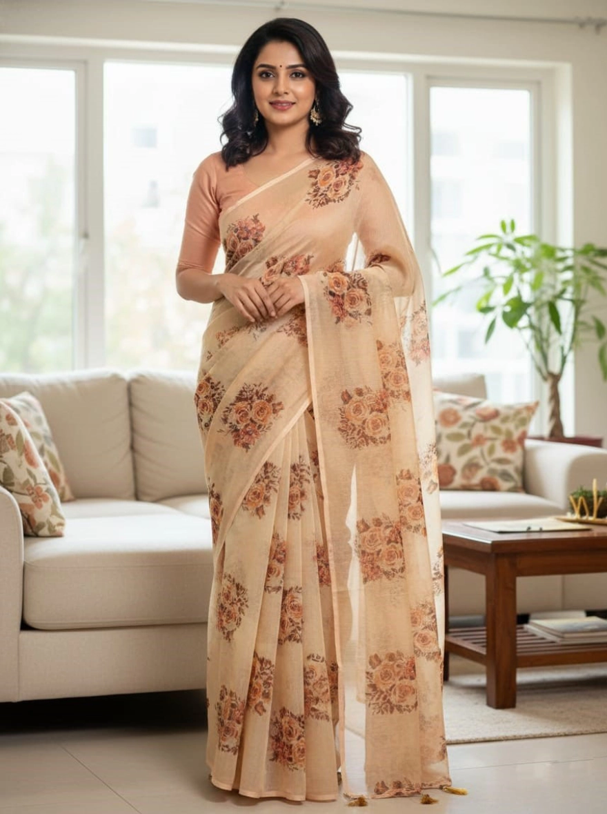 Midnight Bloom Ebony Organza Saree