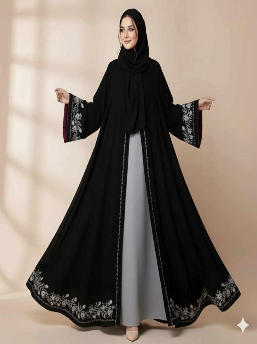 Midnight Glitz Shimmering Butterfly Borkha Set