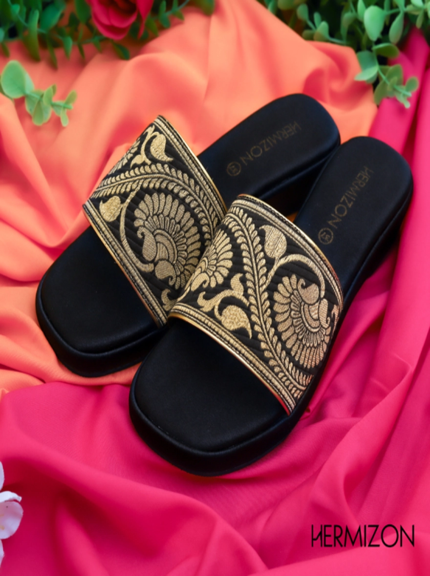 Nirupoma Mirror-Work Kitten Heels