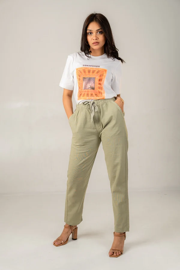 Unisex Pistachio Linen Effect Joggers