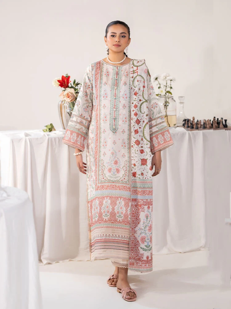 Rang E Adaa By Binaas – Rosewood Gold Zari 3-Piece Unstitched Suit