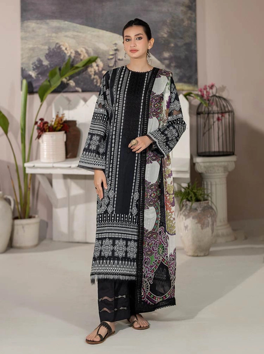 Binaas Varda Digital Printed Unstitched Lawn 3-Piece Suit - Olive & Magenta