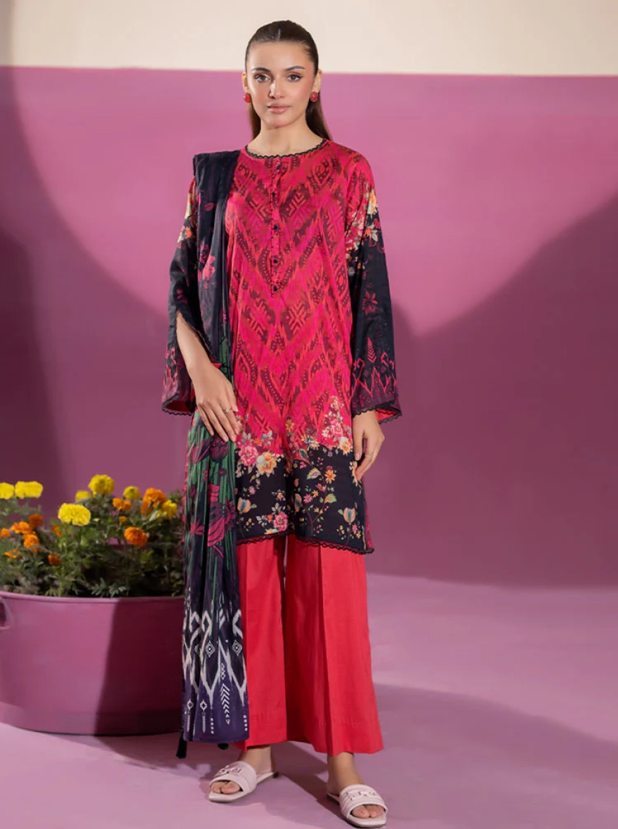 Binaas Ciel Magenta Ikat – 3 Piece Digital Printed Unstitched Lawn Suit