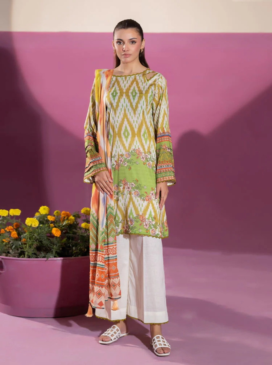 Binaas Ciel Lime & Mustard – 3 Piece Digital Printed Unstitched Lawn Suit