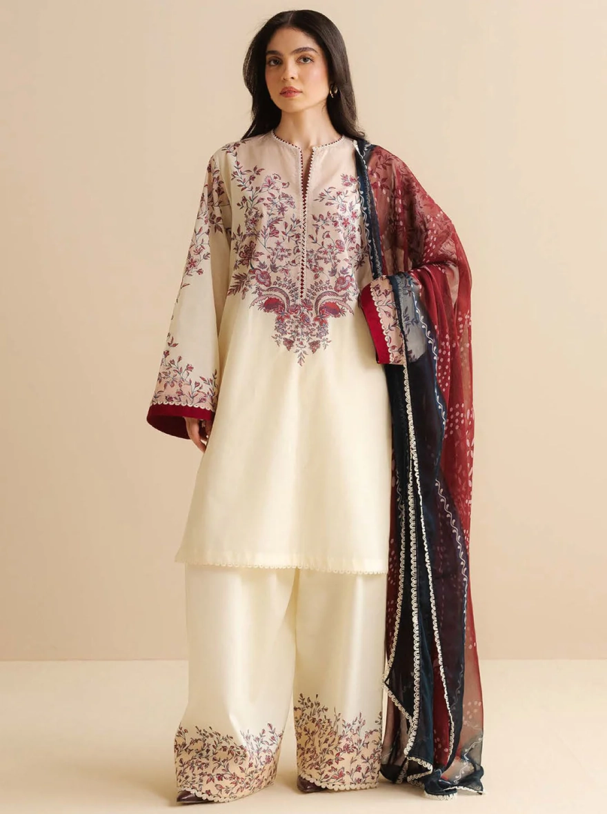 Zara Shahjahan Coco Print – Floral Blush Unstitched 3 Piece Suit