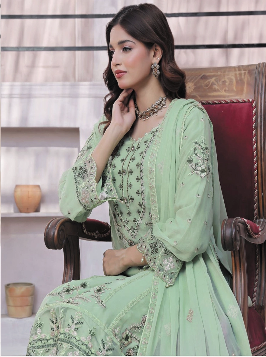 Dastaan by Bin Khalid – Embroidered Chiffon 3-Piece Unstitched Suit