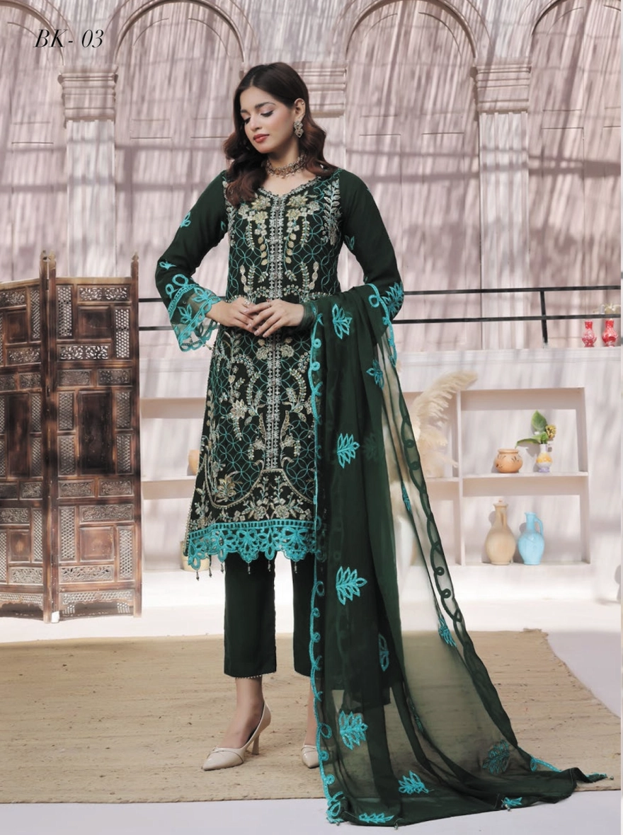 Elegance Dastaan by Bin Khalid – Luxury Embroidered Chiffon 3-Piece Unstitched Suit
