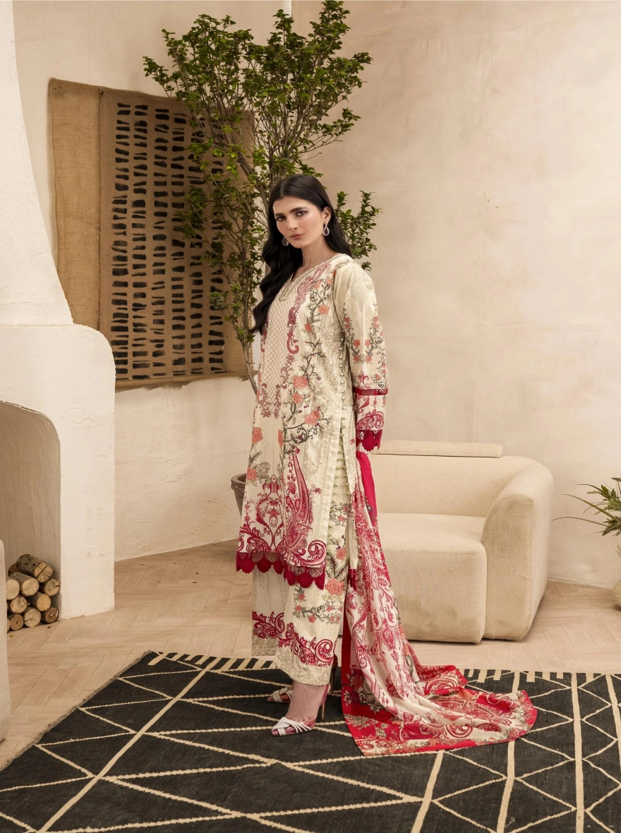 Firdous Special Edition – Azure 3-Piece Suit-Unstitehed