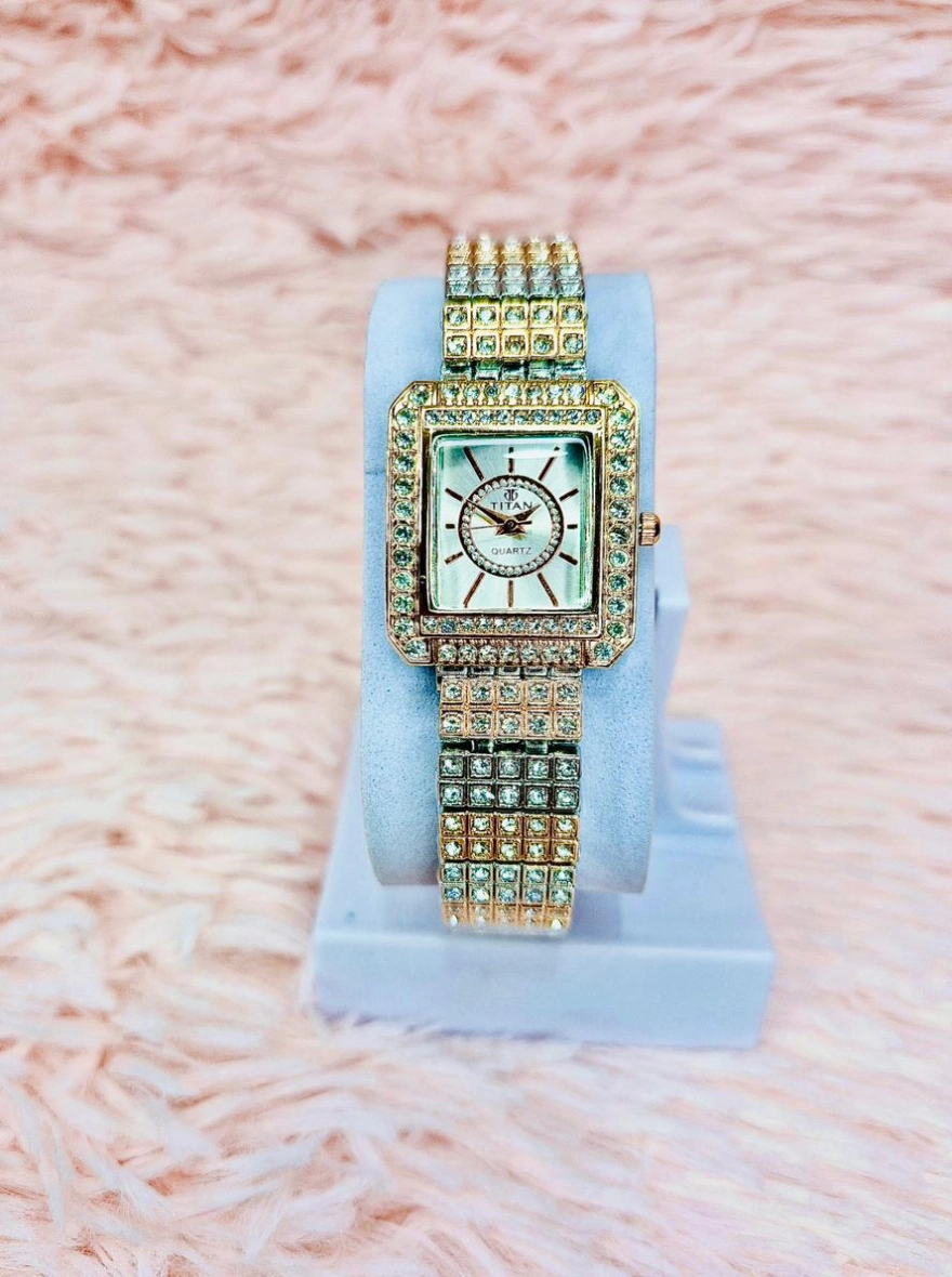 Titan Raga Showstopper Luxury Green Dial Gold Watch
