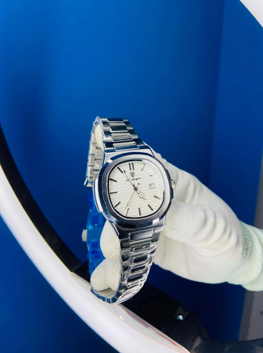 POEDAGAR Luxury Nautilus-Style Men’s Luminous Stainless Steel Watch