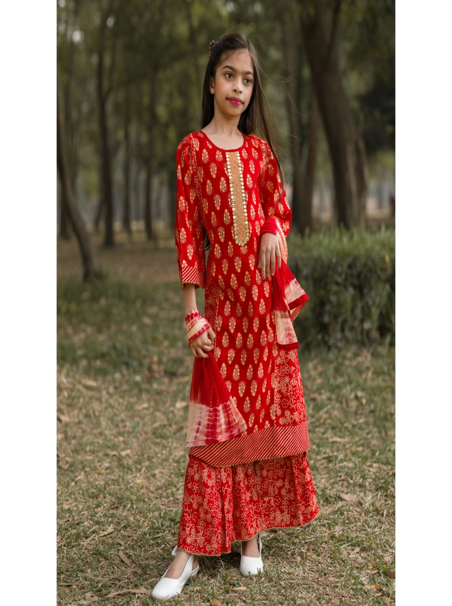 Baby, Girls Soft Cotton Three-Piece Set – Screen Print & Embroidery (1129)