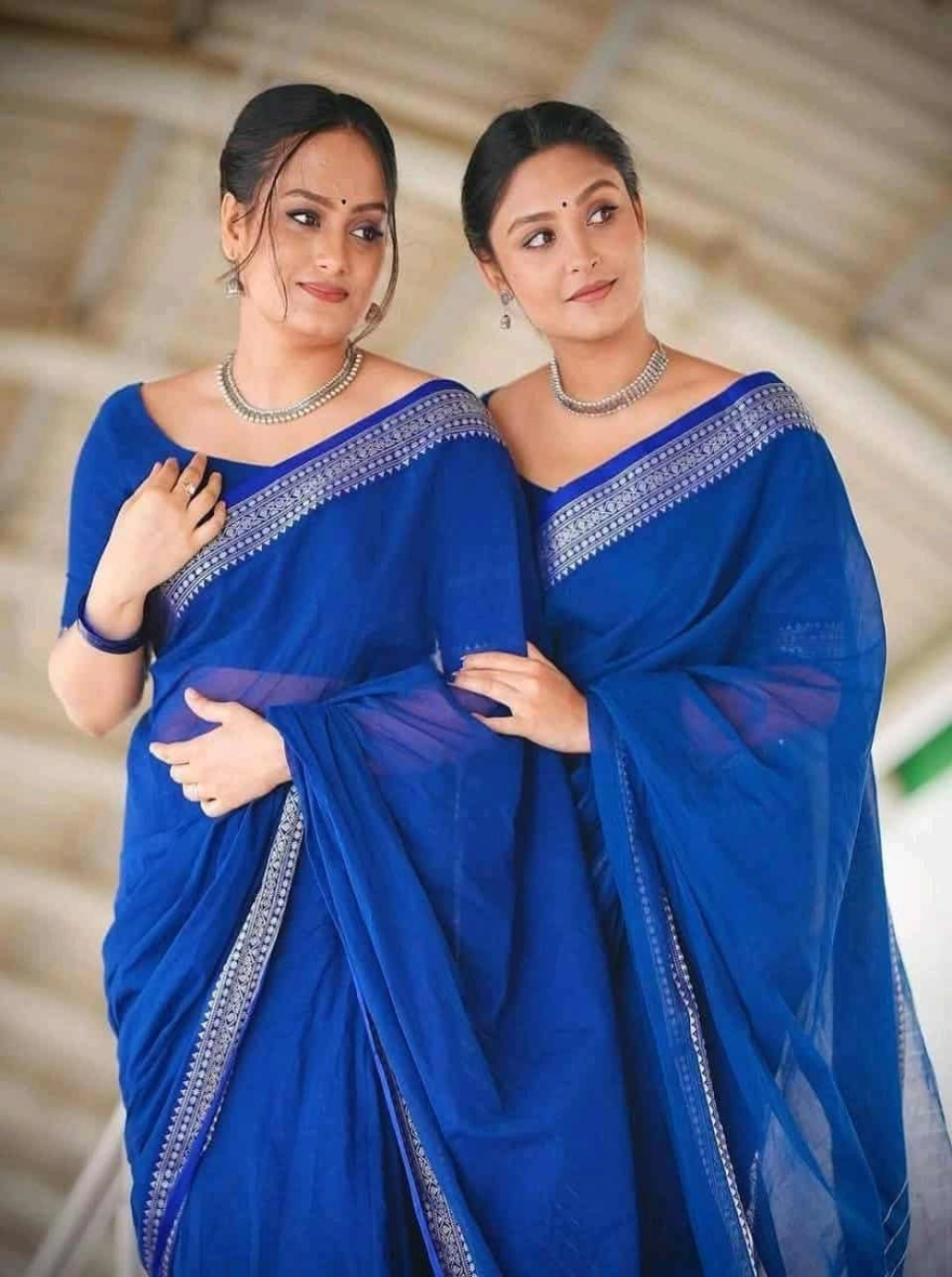 Premium Tangail Madurai Half Silk Blue Saree Collection