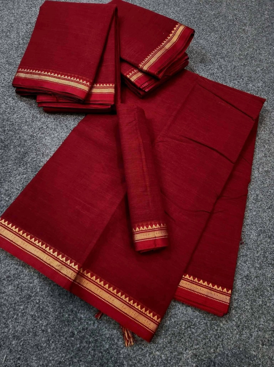 Merun small pair Tangail Halfsilk Saree