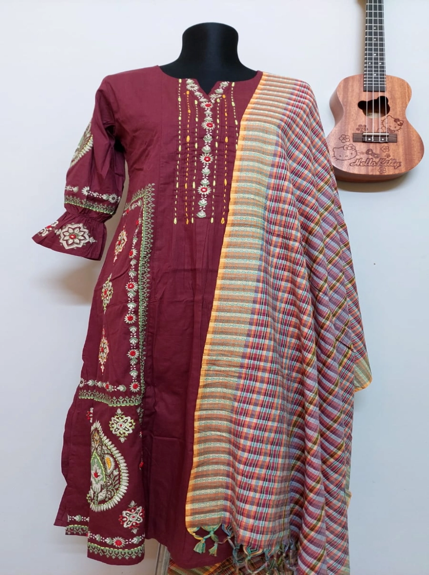 Burgundy Heritage Artisan Kurta Set