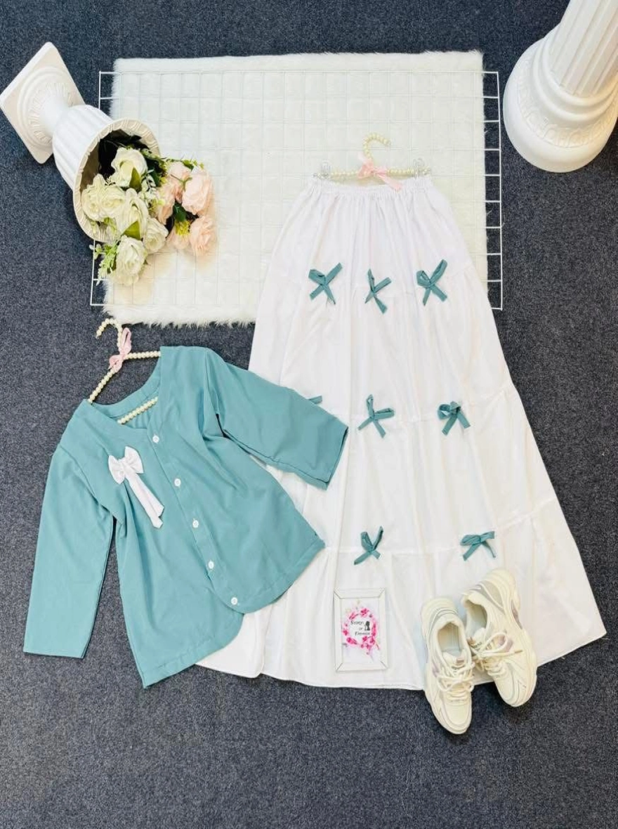 Elegant Jafran Georgette Bow-Accent Two-Piece Set