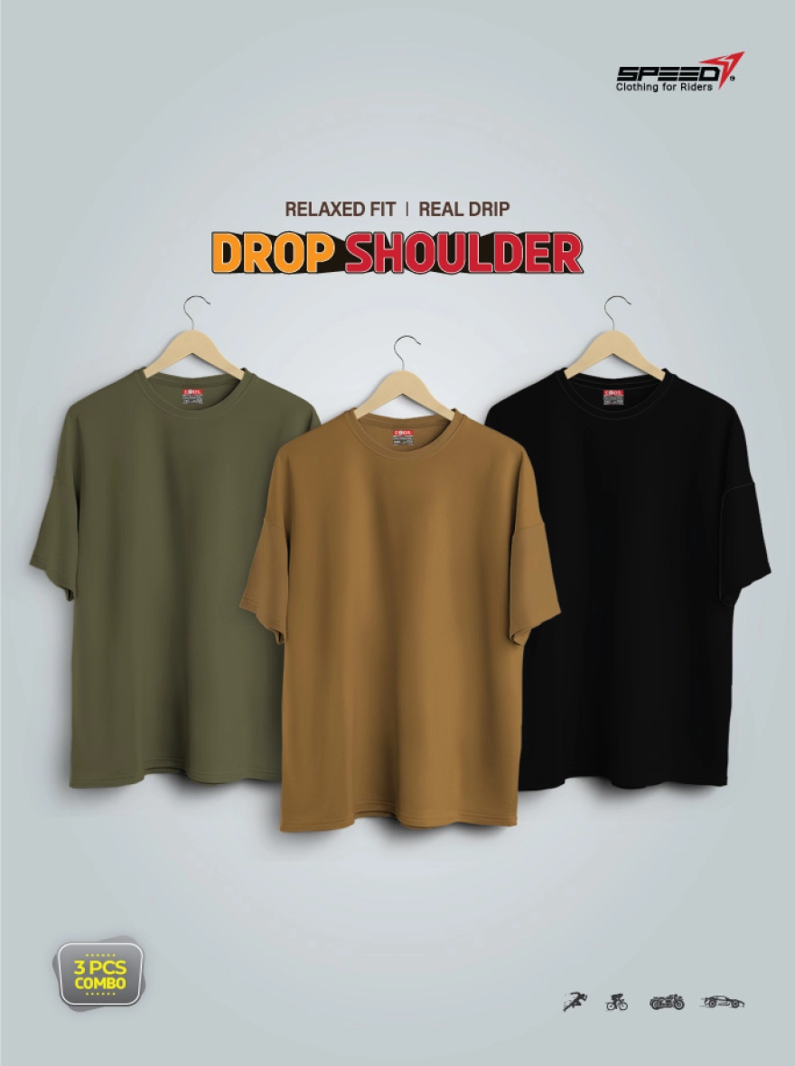 Dropsholder Men & Women Cotton T-Shirt Combo (Olive and Brown & Black)
