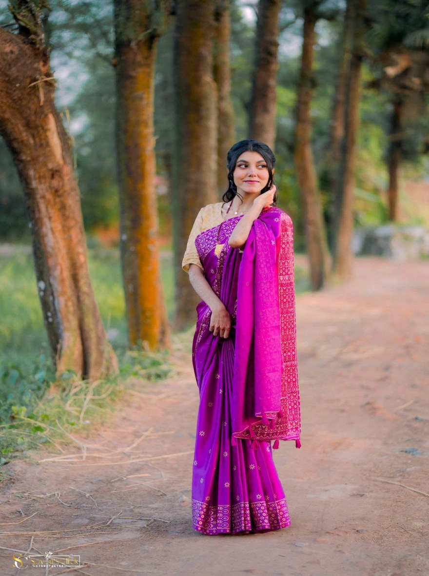 Women's Exclusive Designer Screen Print Japani Silk Saree - Vibrant Multi-Color