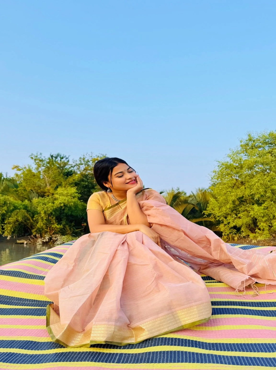 Women's Trendy and Fashionable Tangail Tat HalfSilk Nakshi Pair Saree – Vibrant Multi-Color Festive Edition