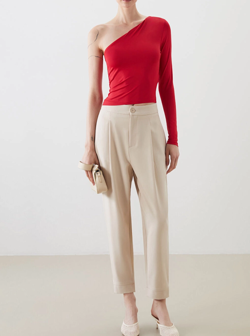 Slash Neck Crop Top | Chilli Red