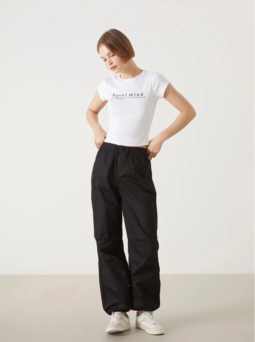 White Crop Top - Never Mind Printed