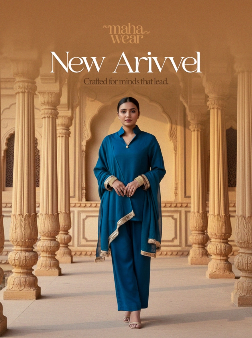 Name: Zarqa – Teal Short Kameez & Farshi Salwar 3-Piece Set