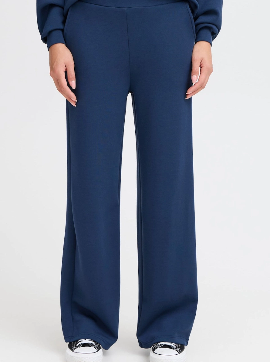 FRAURORA Blue Casual Straight Fit Pants for Women | Mid Raise Jeggings