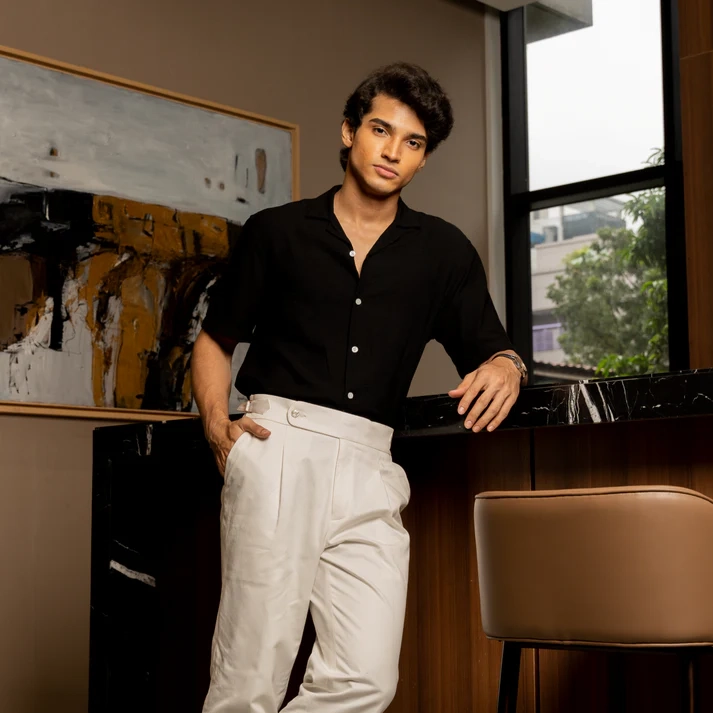 Obsidian Black Textured Cuban Shirt