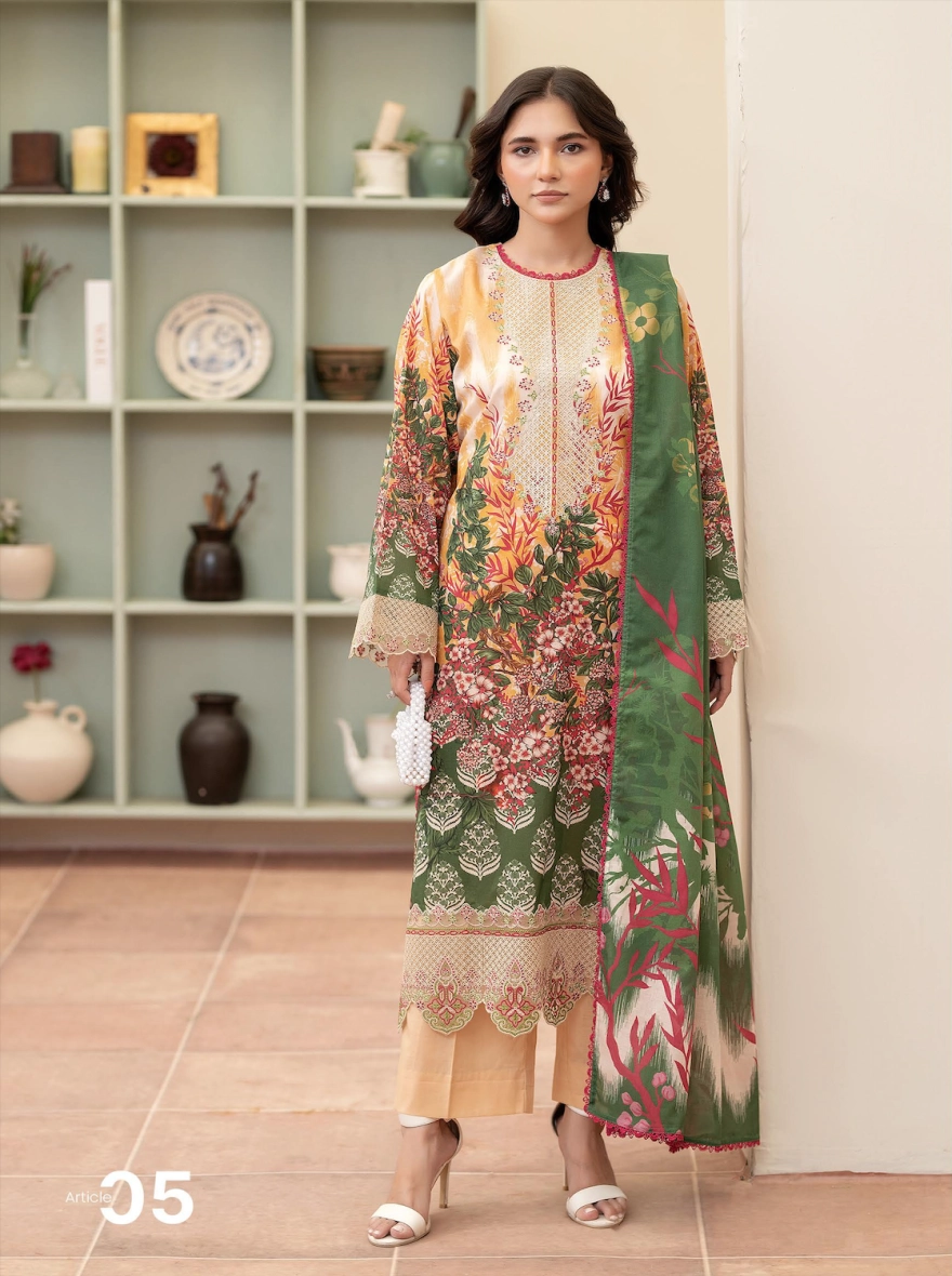Pakistani Morja by Gulljee – Unstitched Three Piece Embroidered Printed Lawn Suit