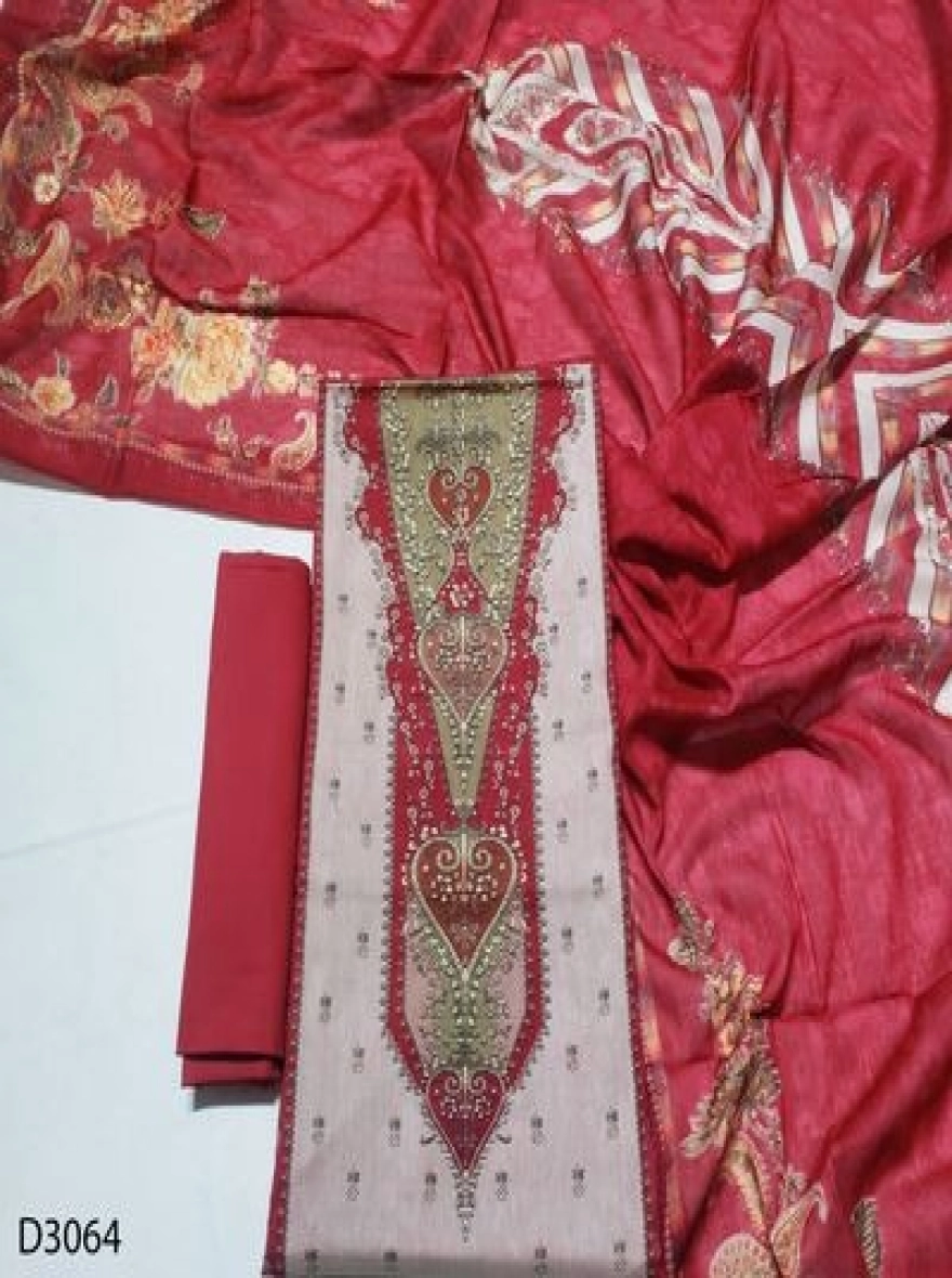 Crimson Heart Luxury Digital Print Swiss Cotton 3pc