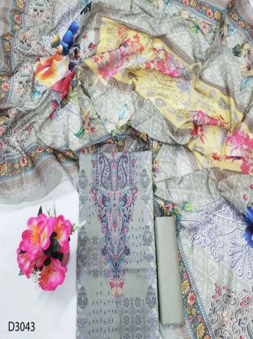 Premium Quality Digital Print  Unstitch 3 Pieces-D3043