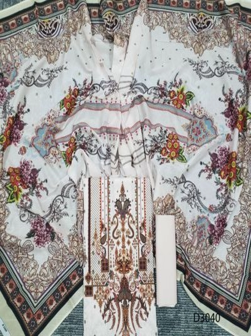 Premium Quality Digital Print  Unstitch 3 Pieces-D3040