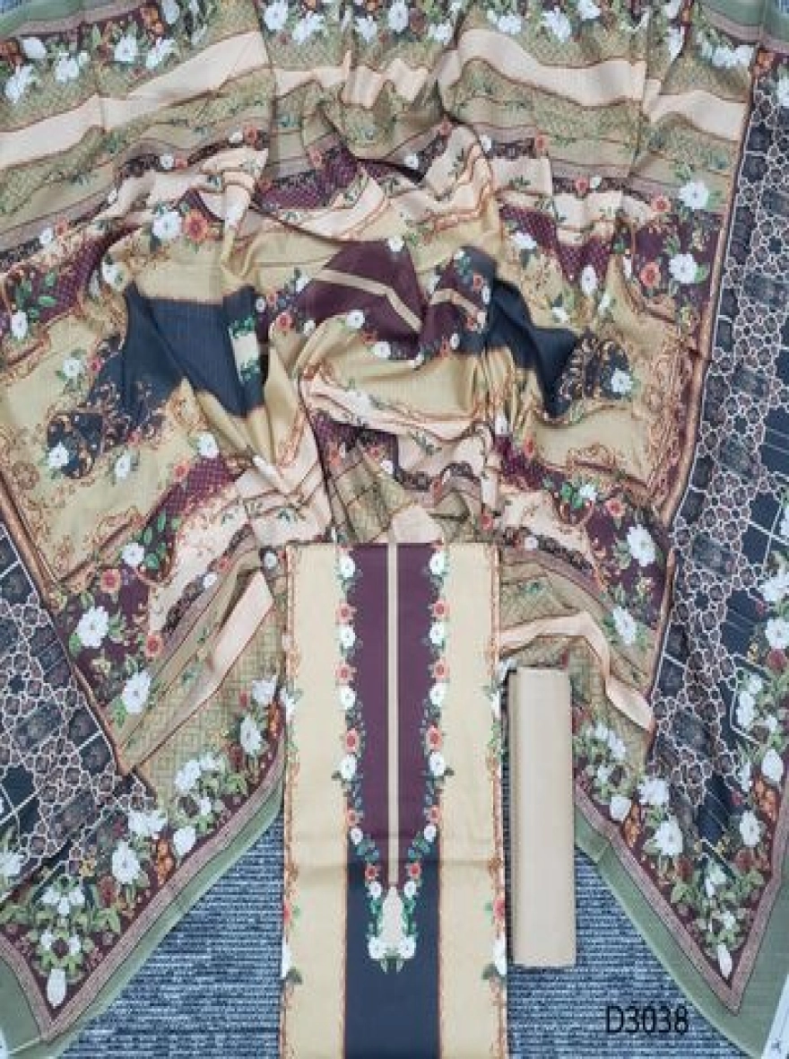 Premium Quality Digital Print  Unstitch 3 Pieces-D3038