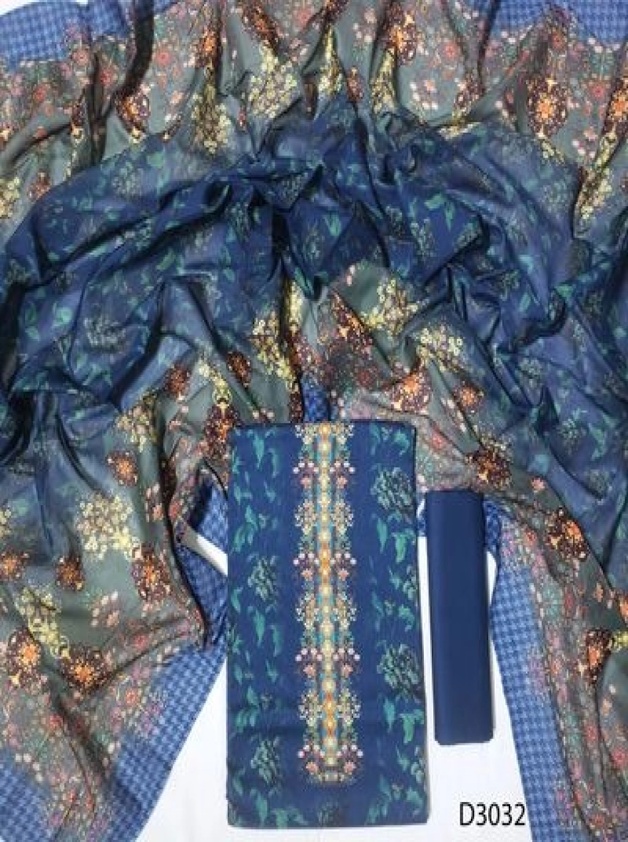 Premium Quality Digital Print  Unstitch 3 Pieces-D3032