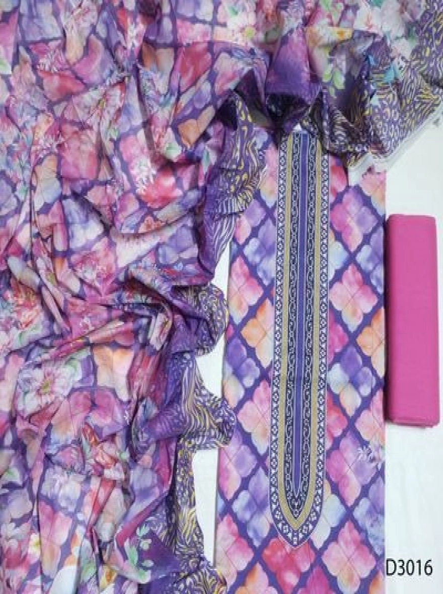 Premium Quality Digital Print  Unstitch 3 Pieces-D3016
