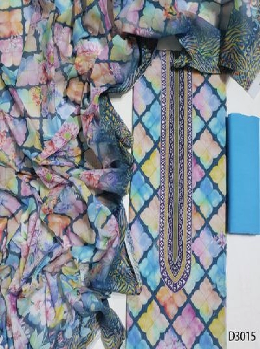 Premium Quality Digital Print  Unstitch 3 Pieces-D3015