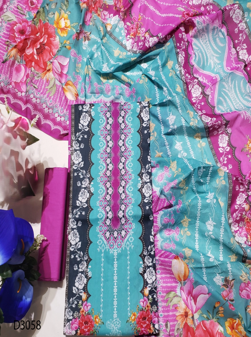 Premium Quality Digital Print  Unstitch 3 Pieces-D3058